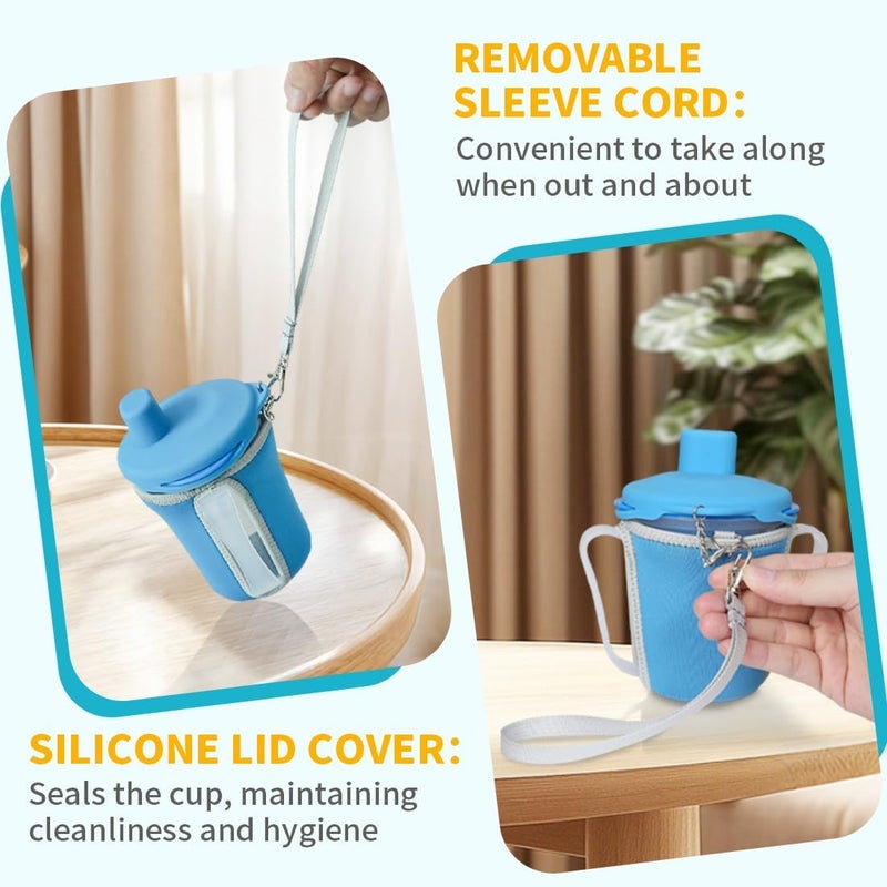 Ehucon Cup Sleeve with Silicone Lid Cover Set to Protect Dysphagia Regulating Drinking Cup for Swallowing and Disorders People-Sky Blue（Excluding Cup） - Image 5